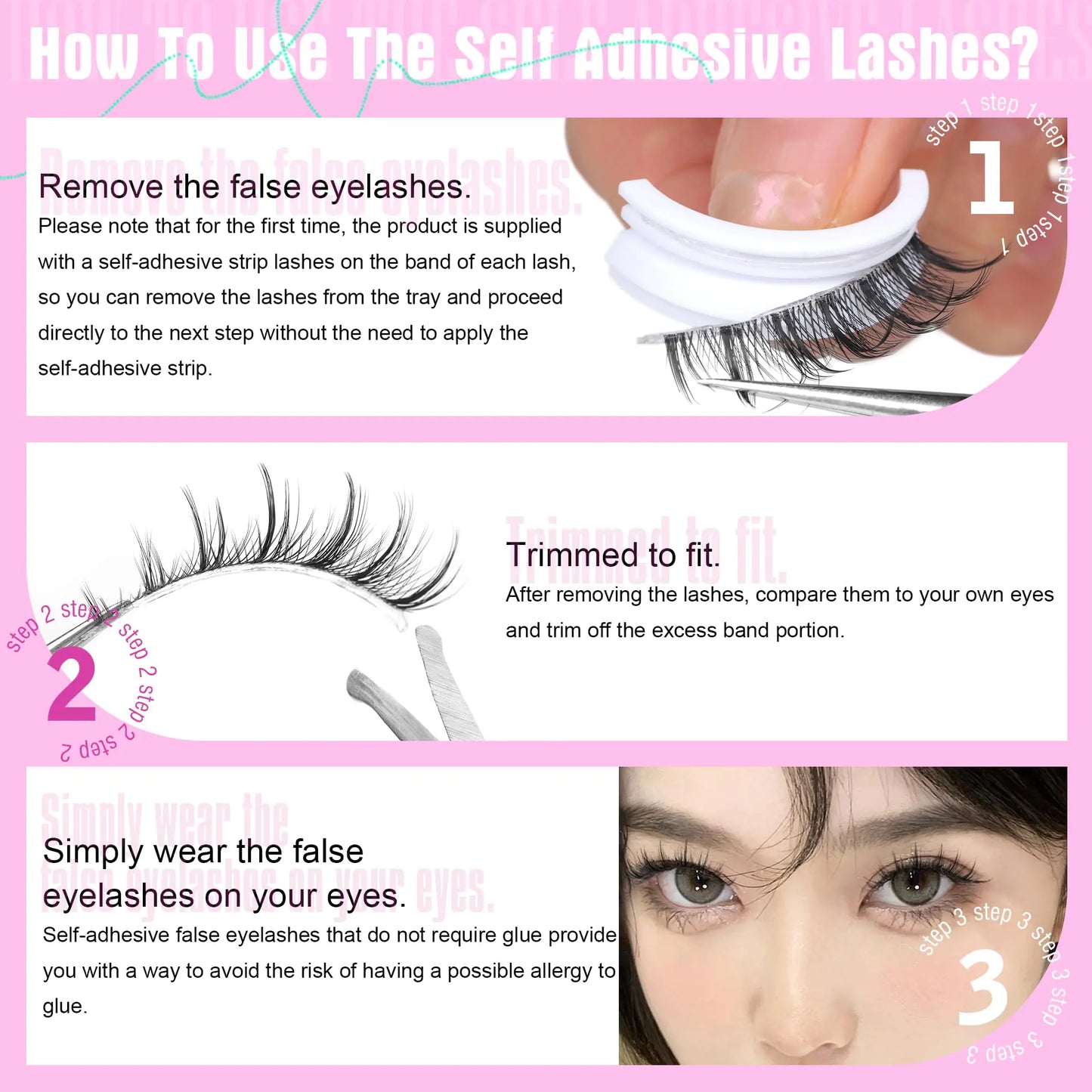 ALICROWN Self Adhesive Eyelashes Natural Wispy Fake Lashes Manga False Eyelashes Anime Fluffy Eyelashes Self Adhesive Lashes No Glue Needed False Lashes 4 Pairs E- Self Adhesive Manga