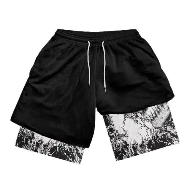 Men's Double-Layered Anime Shorts for Summer Sports