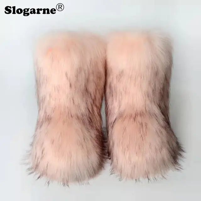 Winter Fluffy Faux Fox Fur Boots